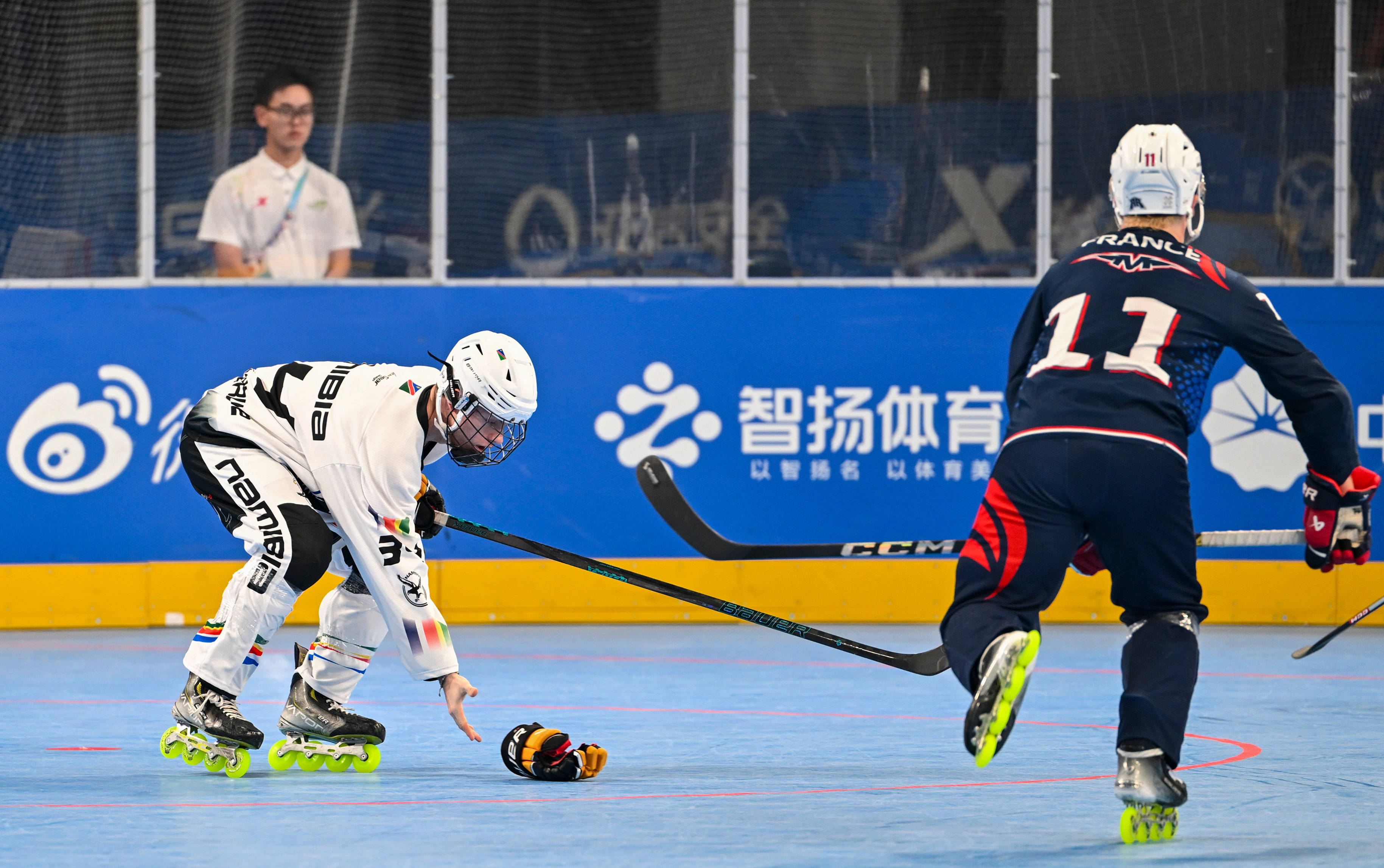 (成都世运会)单排轮滑球——男子铜牌赛:纳米比亚队胜法国队